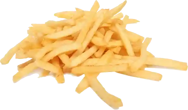 Pile of raw French fries on dark background.